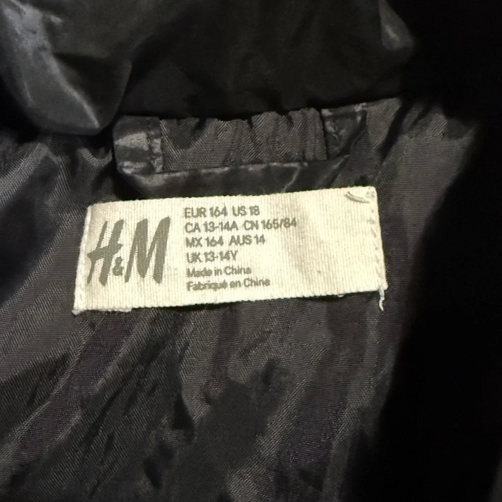 H&M Youth Girls Puffer Coat Black Full Zip Size UK 13-14Y